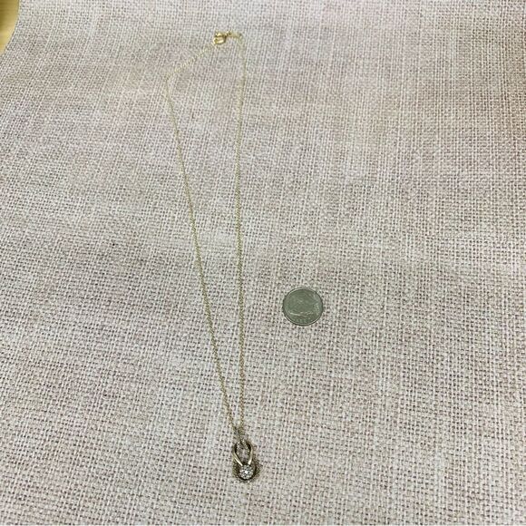 Sterling Silver Gold Wash Knot Diamond Necklace - Picture 3 of 4